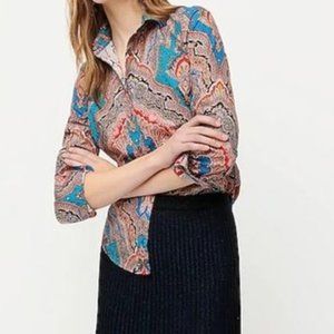 J. Crew Slim Perfect Shirt in Ratti Mediterranean Paisley Print Size 12